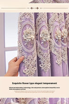 Luxury Blackout Curtains for Bedroom Living Room, European 3D Jacquard Embroidery Grommet Top Window Drapes, Thermal Insulated Light Blocking Machine Washable Panels