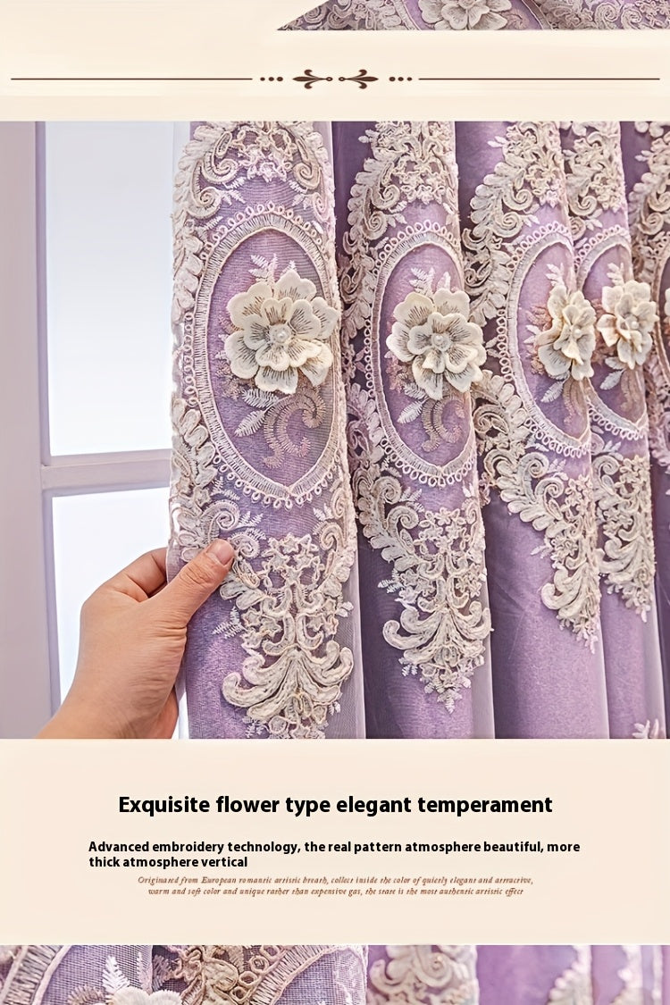 Luxury Blackout Curtains for Bedroom Living Room, European 3D Jacquard Embroidery Grommet Top Window Drapes, Thermal Insulated Light Blocking Machine Washable Panels