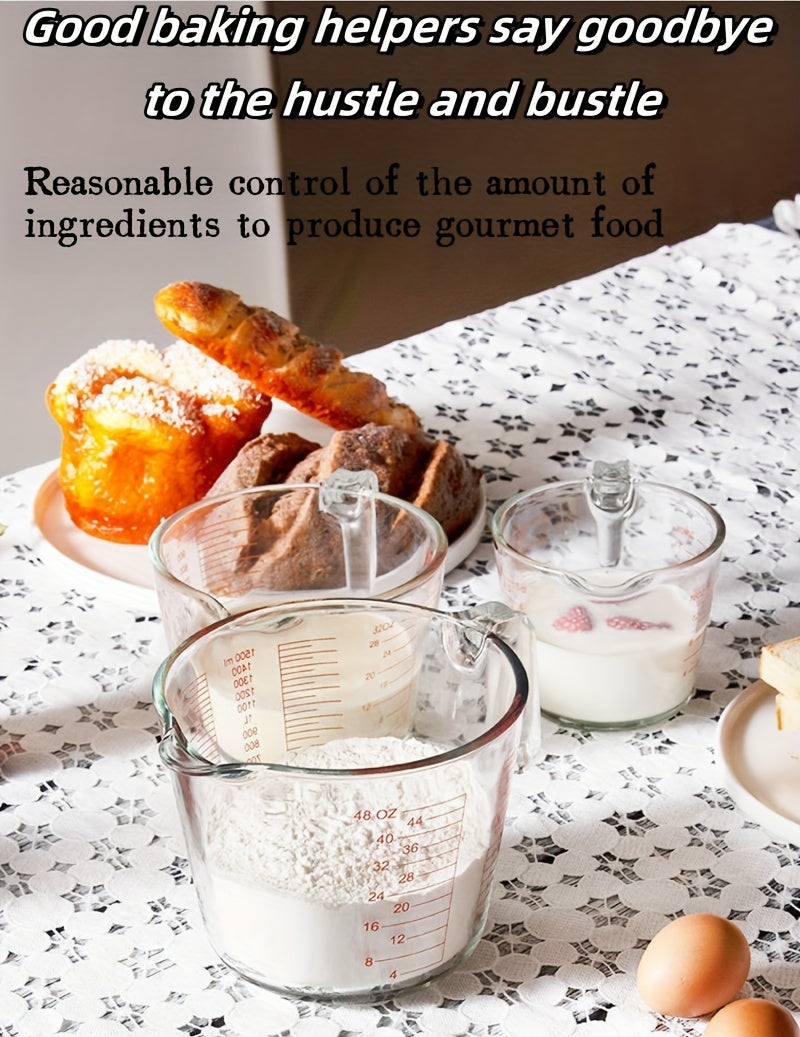 Glass Measuring Cup Set - Borosilicate Tempered Glass, 4-Piece or 9-Piece with 100ml Espresso Cups, Essential Kitchen Measuring Tools