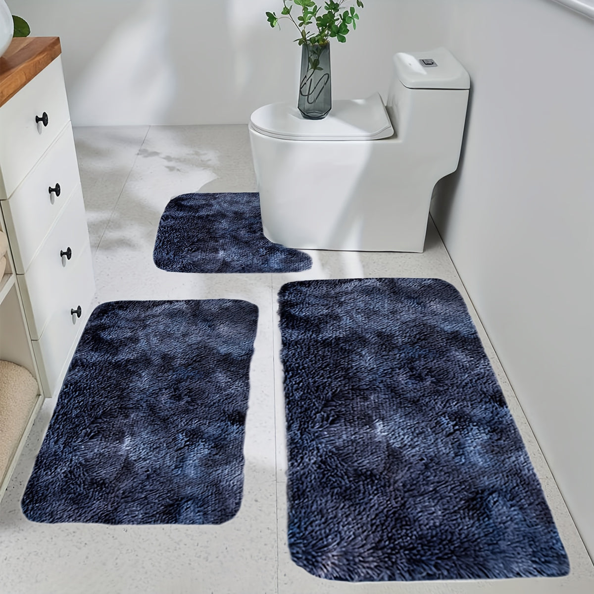 Soft Velvet Bath Rug Set Non-Slip Water Absorbent Machine Washable Bathroom Mat 3 4 5 6 Piece Sets Multiple Colors