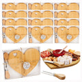 Heart-Shaped Mini Charcuterie Board & Cheese Knives Gift Set – Wood Bridal Shower Favor, Wedding Gift & Party Thank-You Box | Acacia & Bamboo | 6 or 12 Sets