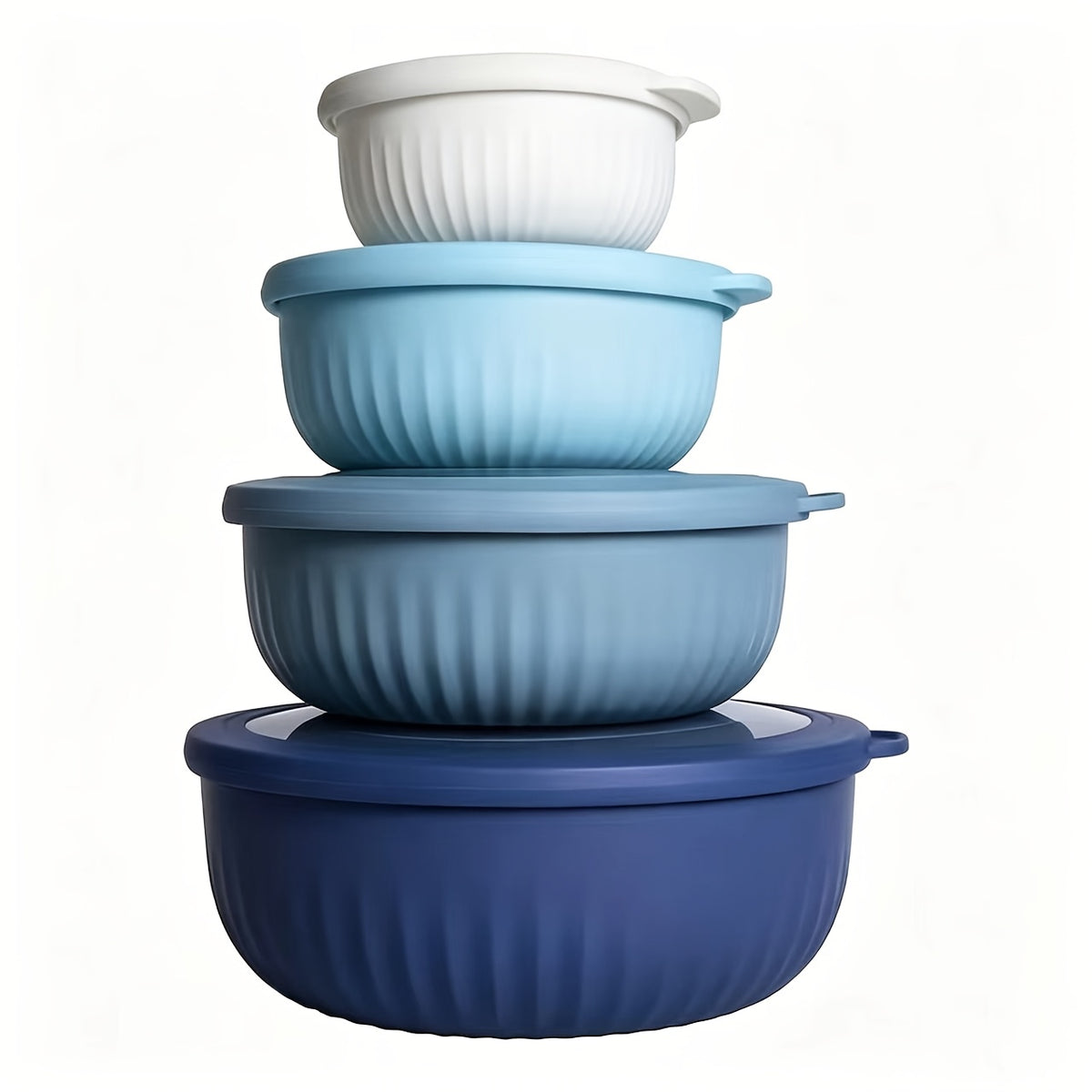 Mixing Bowl Set with Lids 8pcs - 4 Gradient Color Bowls + 4 Lids (13oz, 24oz, 41oz, 73oz), BPA-Free, Dishwasher Safe, Stackable for Meal Prep, Salad, Snacks & Food Storage
