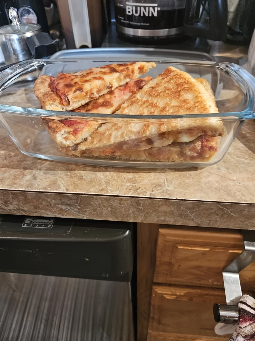 Glass Baking Dish with Lid 1.9Qt – Borosilicate Rectangular Toast Pan, Oven & Microwave Safe, Stackable Airtight Container for Bread & Cakes (1 or 2pcs)