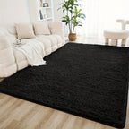 Black Fluffy Shag Area Rug – Ultra Soft Plush Non-Slip Non-Shedding Indoor Carpet for Living Room, Bedroom & Playroom – 4 Sizes