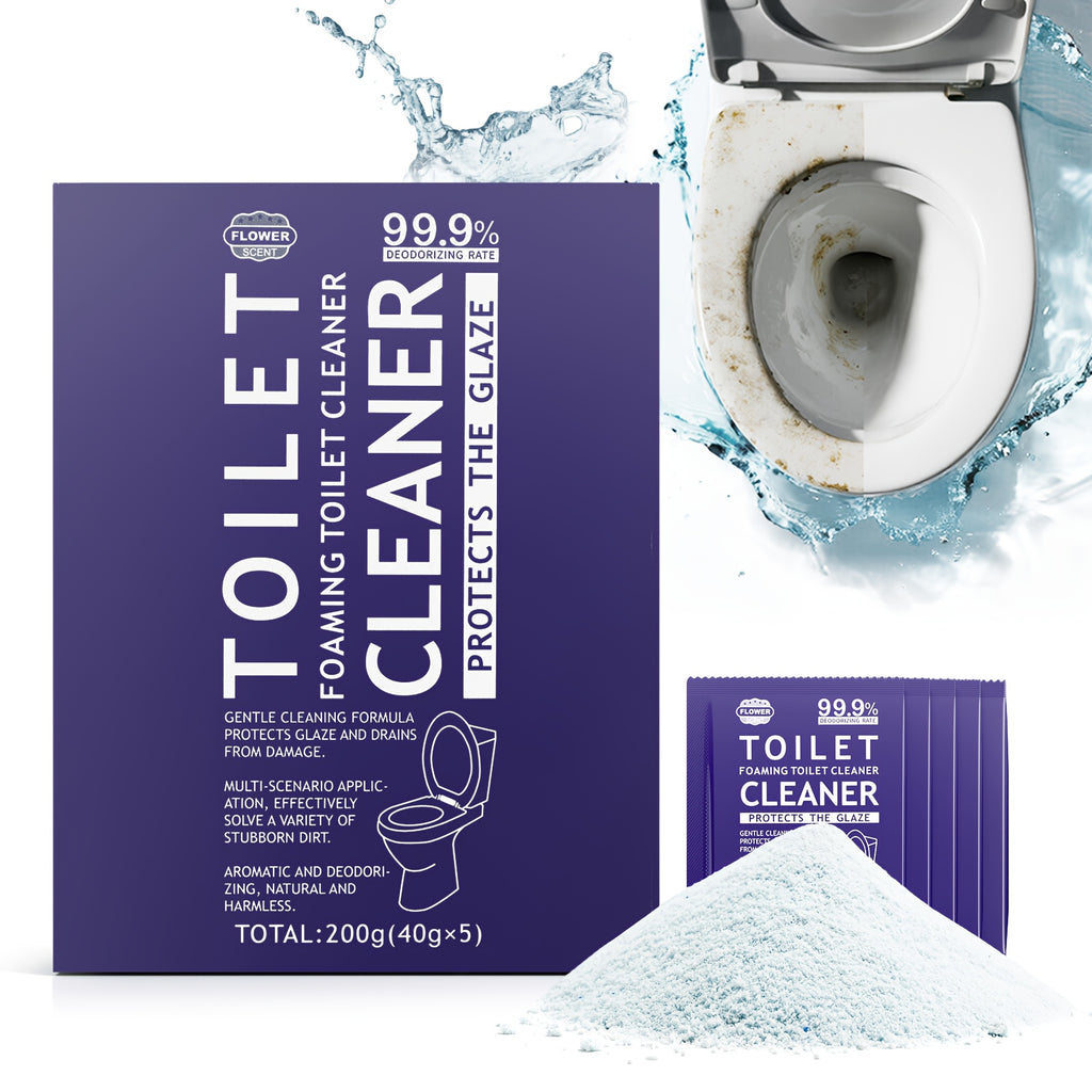 Foam Toilet Powder Cleaner 5 Pack – Fast-Acting Stain Remover, Drain Unclogger & Deodorizer for Toilets, Ocean & Floral Scent, No Harsh Chemicals, Travel & Home Use