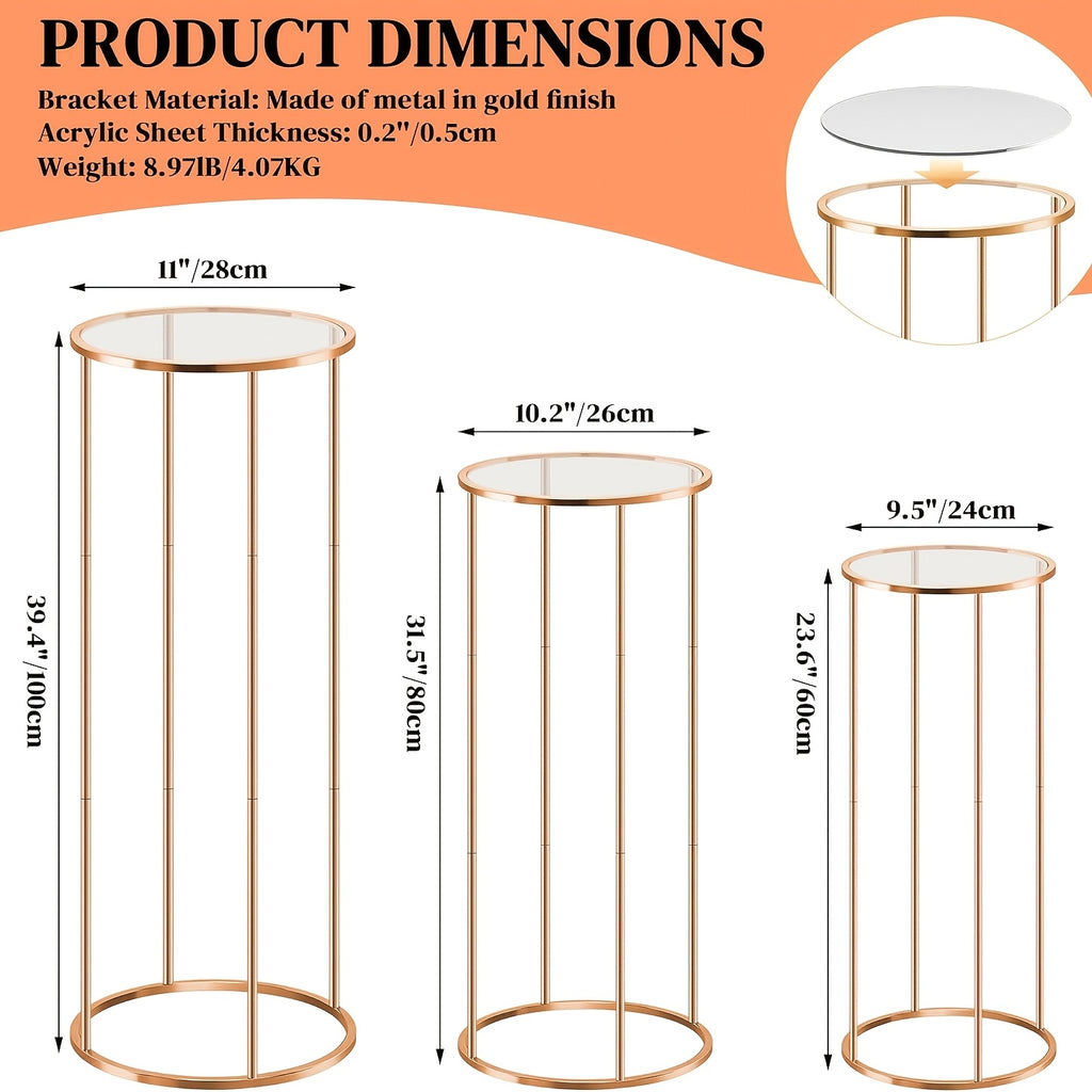Metal Cylinder Pedestal Stand for Events – Round Cylinder Display Stand for Vase Cake Floral Arrangements, Party Wedding Celebration Table Riser, Decorative Metal Craft Stand