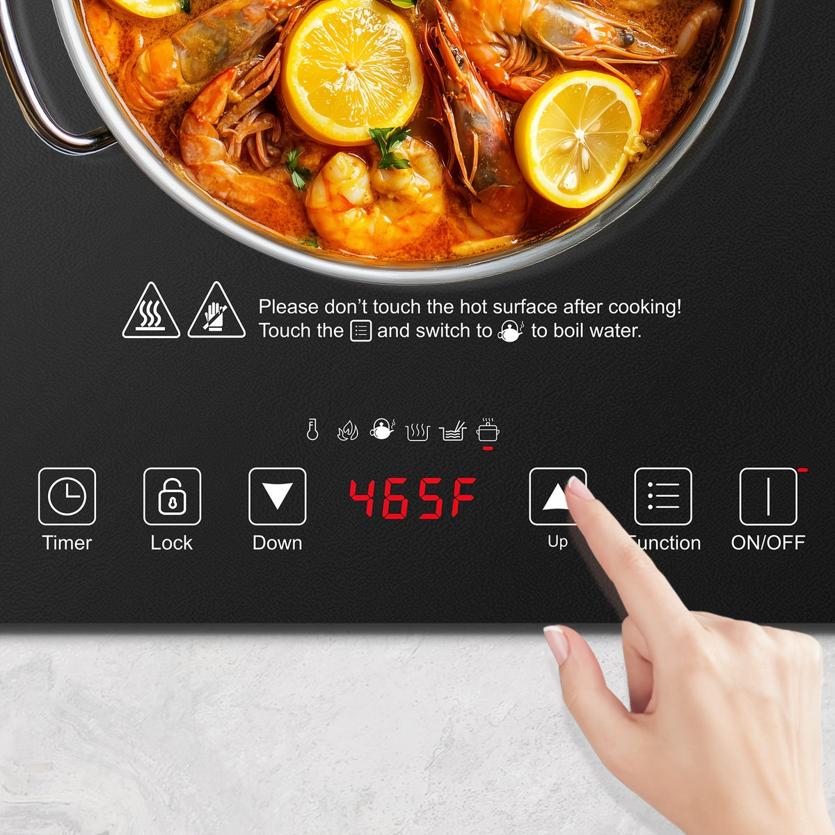 1800W Induction Cooktop Single Burner Countertop Cooker with Intelligent Touch Control, Multi-Level Power, Timer & Overheating Protection — Portable Induction Stove for Home, Dorm & Gifting, Black