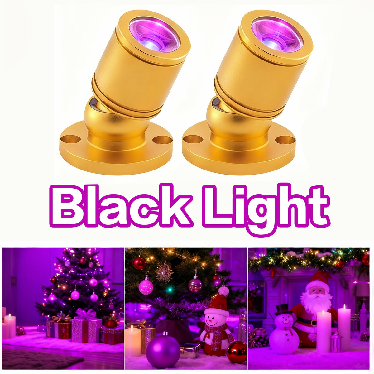 USB UV Black Light LED Mini Spotlights – Connectable 1W UV-A Blacklight for Glow Party, Bedroom Decor, Posters, Halloween & Pet Urine Detection – 2, 4 or 6 Pack