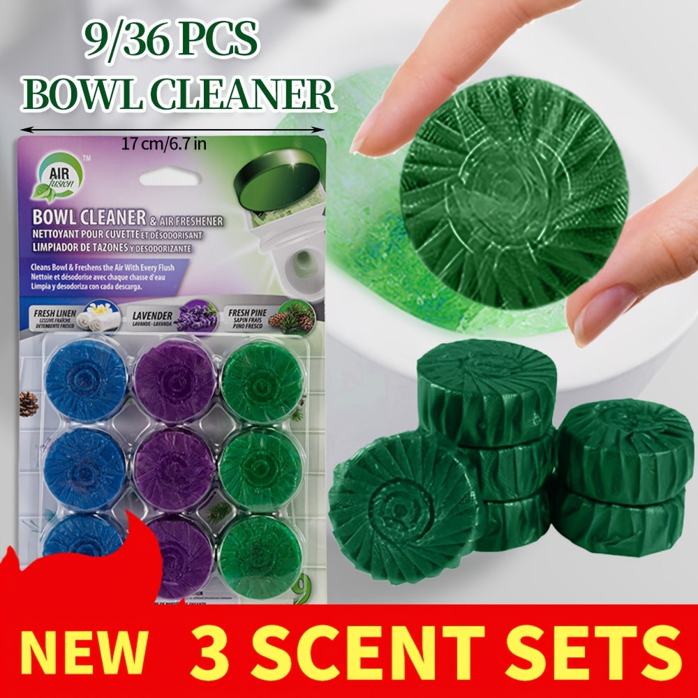 Toilet Bowl Cleaner Tablets 9/36 Pack – Automatic Flush Freshener, Long-Lasting Deodorizer, Stain Remover for Home & RV Toilets
