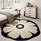 Round Area Rug Cream Irregular Shape Premium Thick Pile – Soft Accent Rug for Living Room, Bedroom, Bedside, Sofa & Coffee Table | Multiple Sizes