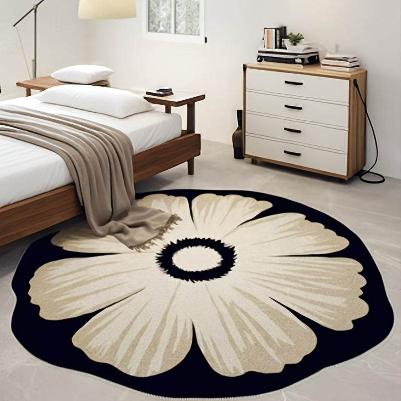 Round Area Rug Cream Irregular Shape Premium Thick Pile – Soft Accent Rug for Living Room, Bedroom, Bedside, Sofa & Coffee Table | Multiple Sizes