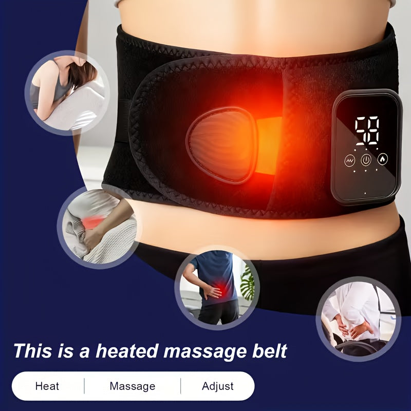 Cordless Electric Heating Waist Massager Belt with LCD Display, 3-in-1 Heating, Massage & Lumbar Support, 3 Adjustable Heat Settings, Back Pain Relief for Men & Women, Great Gift