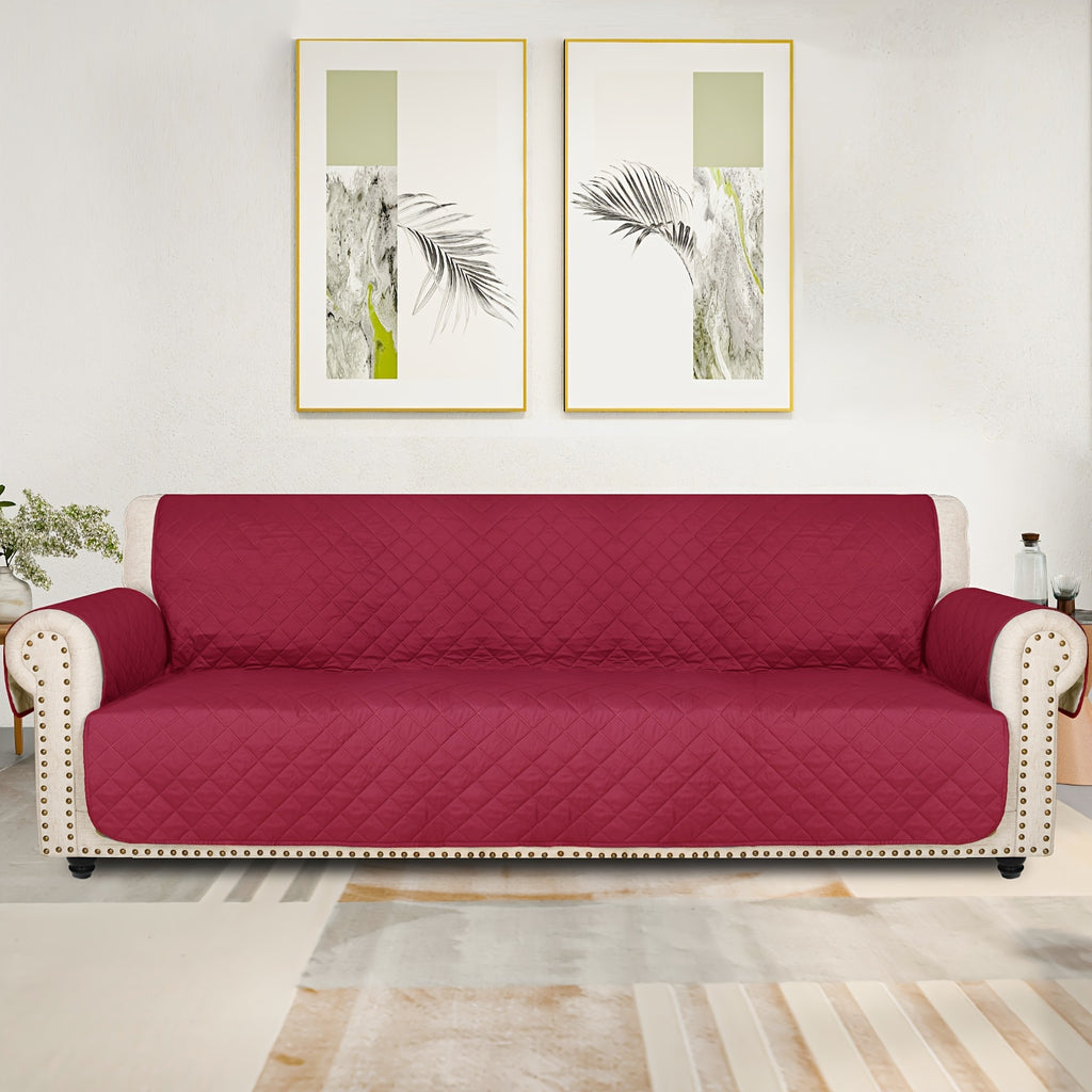 Universal Fit Sofa Slipcover Protector Washable 3 4 Seater, 5-Layer Quilted Pet-Friendly Couch Cover with Elastic Straps – Recliner & Loveseat Compatible, Non-Slip Furniture Protector for Living Room