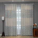 American Retro Velvet Curtains Set of 2 Panels - Semi-Sheer Contrast, Top Loop, Bedroom Living Room Study Home Decor