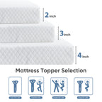 Gel Memory Foam Mattress Topper 2”/3”/4” – Removable Soft Cover, Cooling Pad for Bed, Sleeper Sofa, RV & Camper, CertiPUR-US Certified | Twin, Twin XL, Full, Queen, King