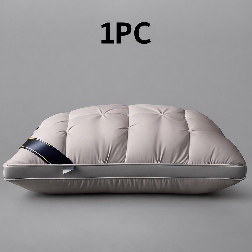 Hotel Quality Bed Pillows - Luxury Soft Polyester Fiber Satin Cover, Deep Sleep Neck Support No-Collapse, Zipper Closure Machine Washable, All-Season, 1/2/3/4-Pack White & Gray