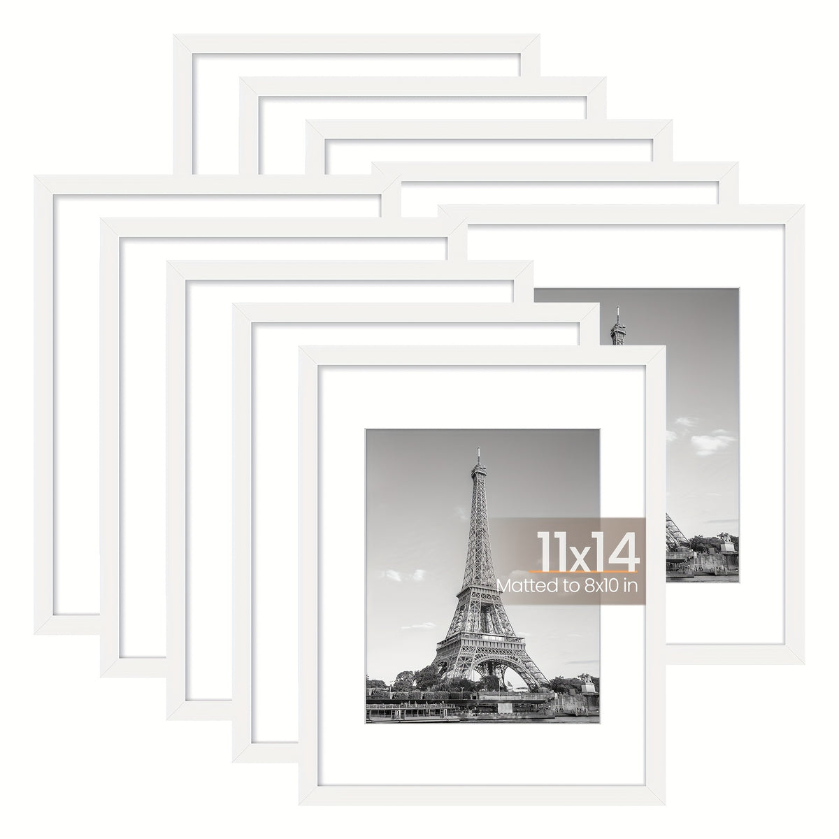 Black Picture Frames 11x14 Bulk Set 10pcs – Fits 8x10 with Mat or 11x14 Without, HD Acrylic Cover, Easy Wall Mounting, Multi Photo Frame Collage for Home, Office & Gallery Wall Display