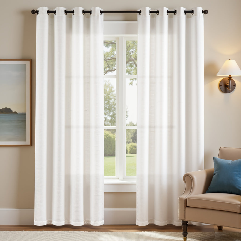 100% Blackout Curtains - 4 Panel Set, Boho Rustic Textured Grommet Drapes for Living Room & Bedroom, Privacy & Room Darkening, 4 Colors