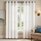 100% Blackout Curtains - 4 Panel Set, Boho Rustic Textured Grommet Drapes for Living Room & Bedroom, Privacy & Room Darkening, 4 Colors