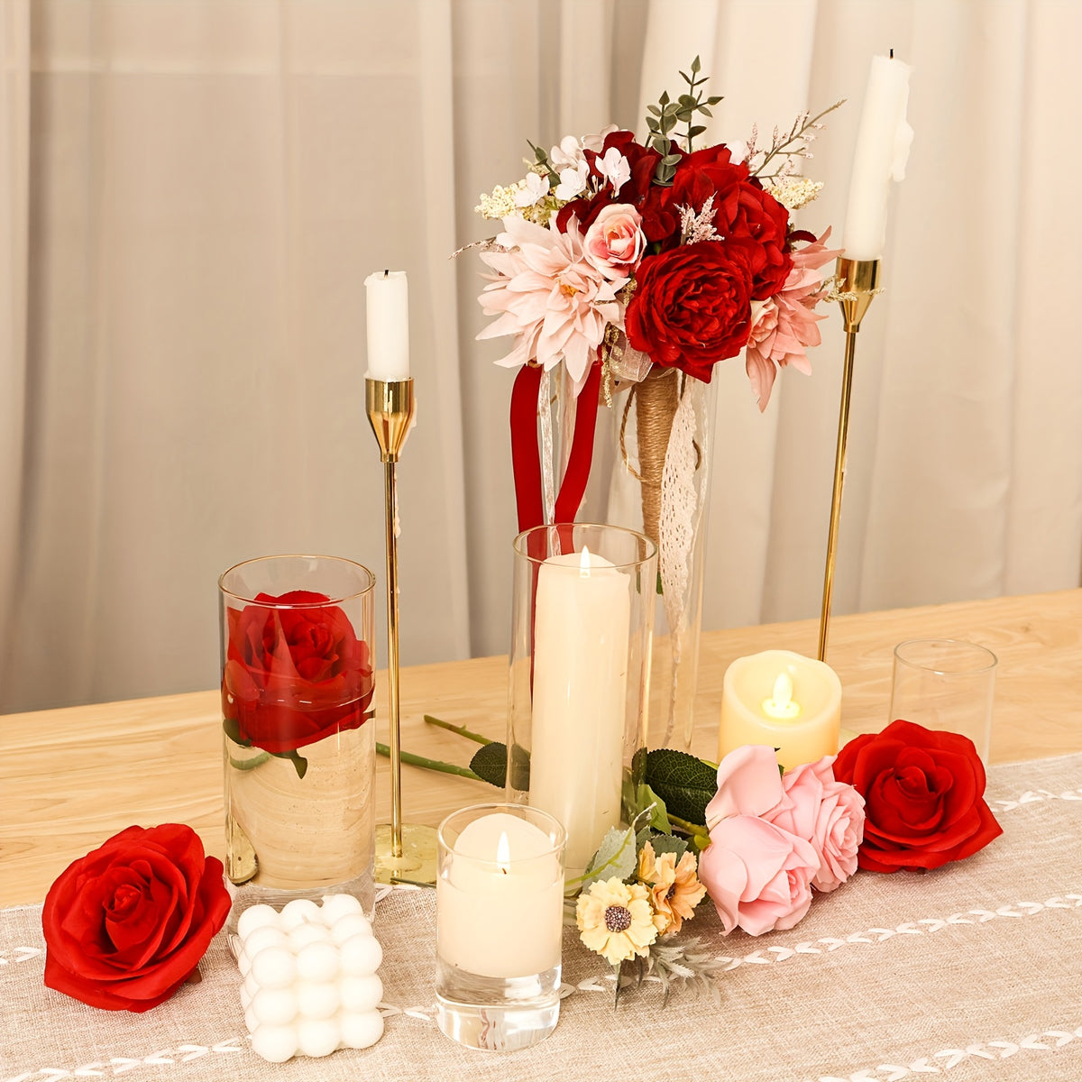 Clear Glass Cylinder Vases 24-Pack 3 Sizes 4/8/12 Inch - Tall Flower Vases, Hurricane Floating Candle Holders for DIY Candle Making, Wedding Table Centerpieces & Home Decor