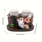Chef Statue Salt and Pepper Shaker Set – Resin Decorative Chef Spice Jar Holder for Kitchen, Dining Room, Cafe & Coffee Shop Desktop – 4 Styles