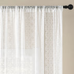 French Retro Lace Embroidered Chiffon Curtain – Romantic White Mesh Sheer Panel, Pole Pocket Top for Living Room Bedroom Partition, 4 Sizes