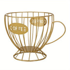 Coffee Pod Holder K-Cup Organizer Basket - Extra Large Capacity Capsule Storage for Coffee Bar, Kitchen Counter, Office Breakroom & Cafe Display, Gold & Black Options