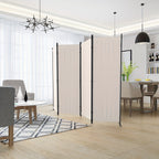 Room Divider 4 Panel Folding Privacy Screen – 67.5" Tall Cream Steel Frame Freestanding Partition for Bedroom Office Living Room
