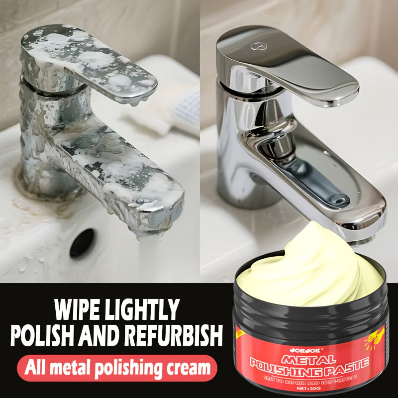 Metal Polish & Gloss Restoration Paste 30g with Sponge – Long-Lasting Shine & Protection for Kitchen Pots, Bathroom Fixtures & Car Surfaces, Easy-Apply Cream Renovation Paste