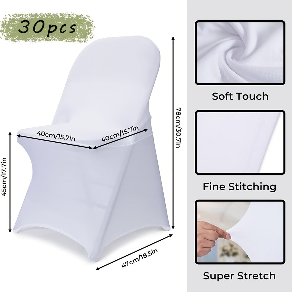 30-Pack Stretch Spandex Chair Covers Universal Washable Removable Slipcovers for Wedding Party Dining Room Banquet Event Black White