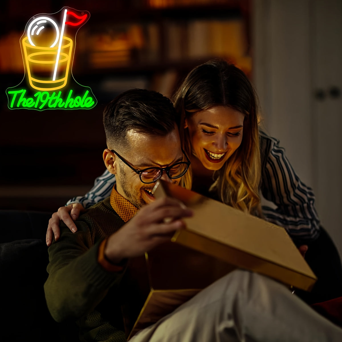 Golf Neon Sign Wall Light – Dimmable LED Multi-Color “The 19th Hole” with Golf Flagstick Design, Plug & Play for Man Cave, Bar & Golf Parties