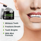 Activated Charcoal Teeth Whitening Powder Natural Brightening Tooth Polish Deep Cleaning Plaque Remover Mint Flavor Fresh Breath Daily Use 60g