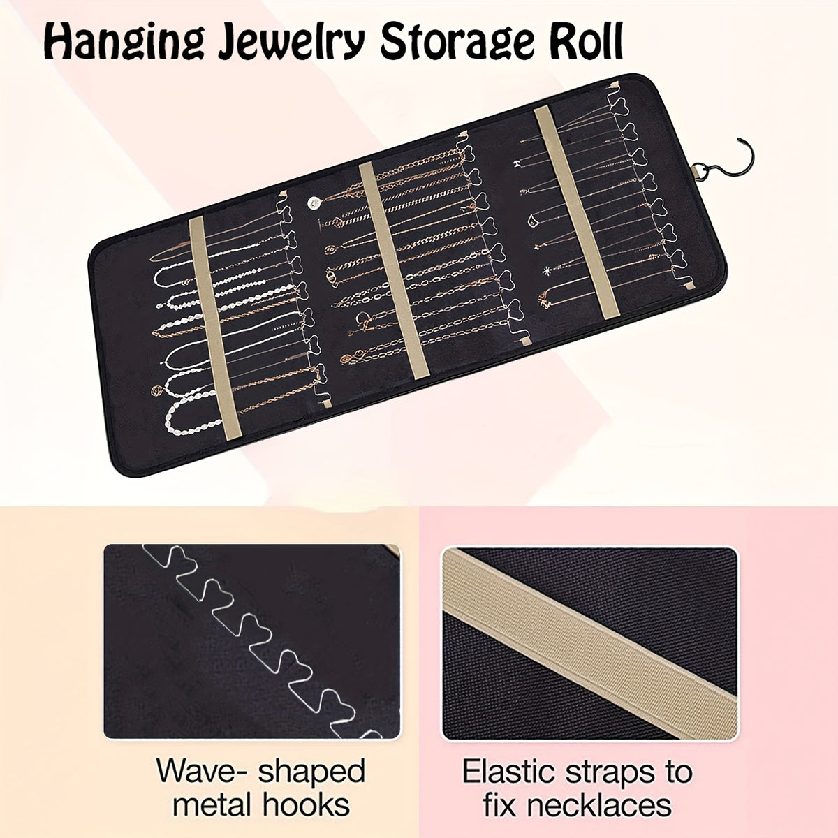 Double-Sided 48-Slot Jewelry Storage Bag Wall Mount – Large Capacity Necklace & Accessories Organizer, Perfect Gift for Women, Jewelry Tower for Small Items & Miscellaneous Storage