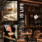 Coffee Martini Scented Candle with Coffee Bean Embellishment – Caramel Fragrance, 12+ Hour Burn, Gift for Her