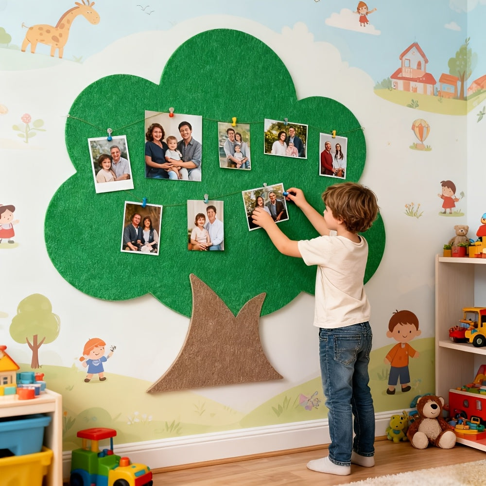 Felt Tree Wall Decor Self-Adhesive Decorative Memo Board 23.6x23.6 Inches No Tools Needed for Home Office Kitchen Bathroom