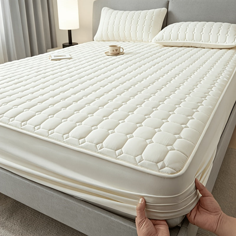 Quilted Mattress Protector Deep Pocket 15.75'' Non-Slip All Season Fitted Bed Cover – Solid Color Machine Washable Bedding Essential for Bedroom, Guest Room | Twin Full Queen King, 7 Colors