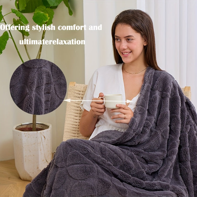 Geometric Pattern Throw Blanket Soft Fluffy Cozy Warm 3D Design Blanket for Couch Sofa Bed Camping Travel Lightweight Flannel Blanket White Blue Grey Multiple Sizes