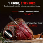 Wireless Meat Thermometer 500ft Bluetooth, Digital Food Thermometer with Dual Sensors & App Alerts for Oven, Grill, BBQ, Smoker & Air Fryer, 36Hr Battery, Dishwasher-Safe Probe, Perfect BBQ Gift
