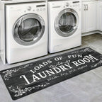 Laundry Room Mat Non-Slip Runner Rug Machine Washable Text Design – Anti-Skid Comfort Standing Mat for Laundry, Kitchen, Bathroom & Porch | Multiple Sizes