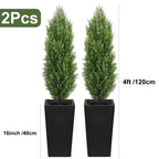 Artificial Cedar Topiary Trees 2-Pack - UV-Resistant Faux Greenery for Outdoor & Indoor, Modern Faux Topiary for Patio, Garden, Entryway & Office Decor