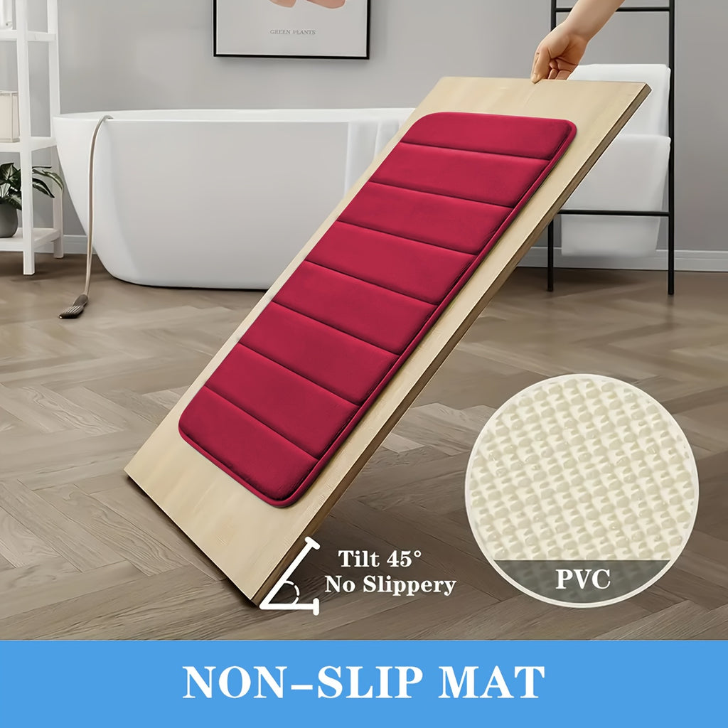 Memory Foam Bath Mat Set 3 Piece – Non-Slip, Soft Absorbent Plush Rugs for Bathroom, Kitchen & Bedroom | 9 Colors | Washable