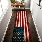 American Flag Runner Mat 18"x60" – Anti-Skid, Machine Washable 100% Polyester Patriotic Rug for Entryway, Living Room, Bedroom & Outdoor (Indoor/Outdoor)