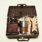 Portable Hand Grinder Coffee Set for Travel Office Outdoor | Manual Coffee Grinder Gift Set with Stainless Steel Burr