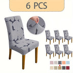 Jacquard Stretch Dining Chair Covers 4/6pcs – Removable Washable Elastic Chair Slipcovers for Dining Room & Kitchen, 10 Colors, Christmas & Holiday Home Decor Chair Protector