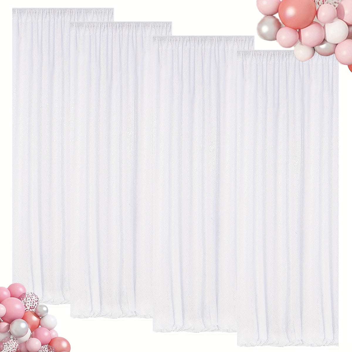 Sequin Backdrop Curtains 4 Panels 2FT x 8FT Glitter Party Decorations for Wedding Birthday Photo Booth Stage Background 30+ Colors