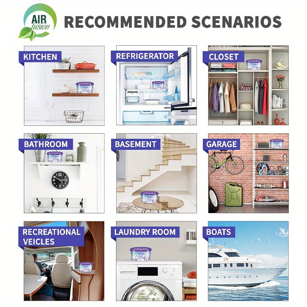 Dehumidifier Boxes 6-Pack Scented Moisture Absorber & Odor Eliminator – No Electricity, Compact PVC, 4 Scents for Closet, Bathroom, Bedroom, RV & Boat (Lavender, Fresh Linen, Jasmine, Bamboo Charcoal)