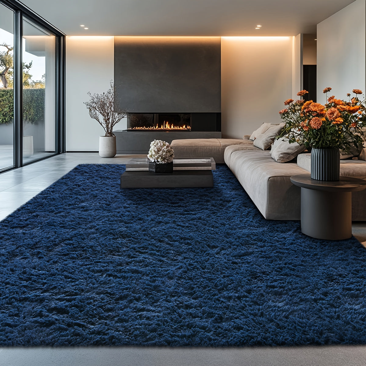 Velvet Shag Area Rug with Non-Slip Backing – Super Soft Plush Indoor Carpet for Living Room, Bedroom & Kitchen, Tie-Dye & Solid Colors, 5 Sizes