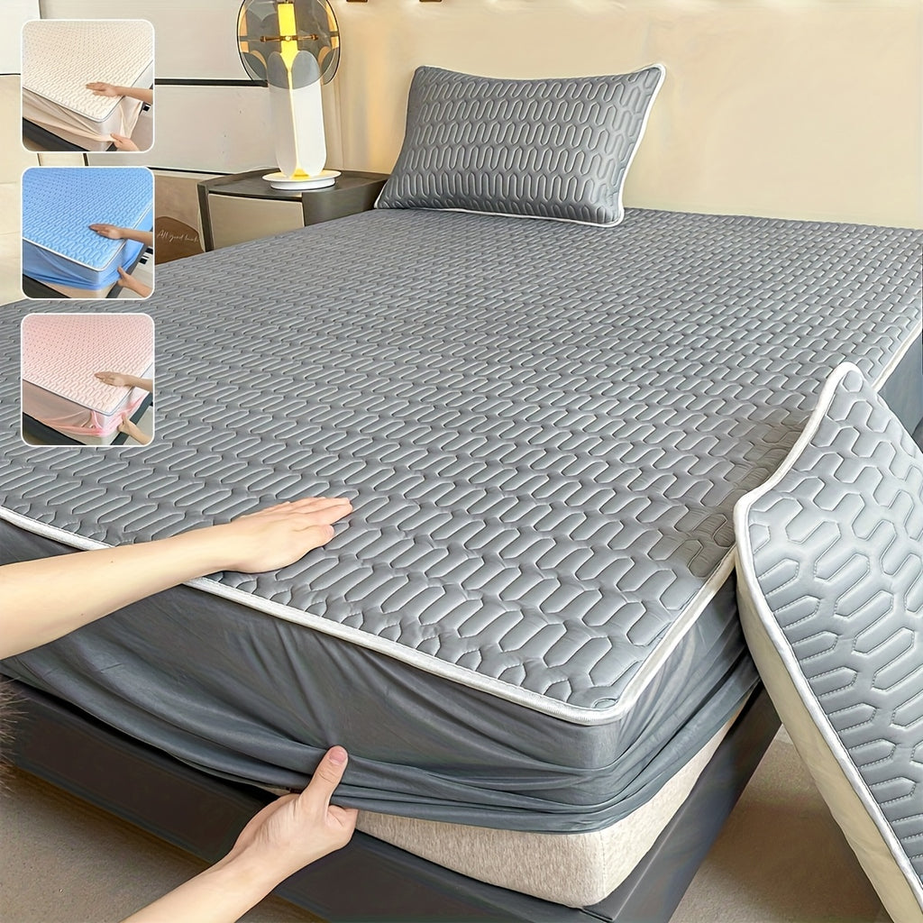 Cooling Stretch Fitted Bed Sheet Soft Breathable Moisture-Wicking Non-Slip Polyester Machine Washable Twin Full Queen King Pink Grey Blue Beige Bedroom Bedding