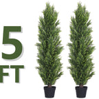 Artificial Pine Tree Set of 2 – Faux Greenery Shaped Christmas Trees for Indoor & Outdoor, Courtyard, Front Door & Holiday Decor