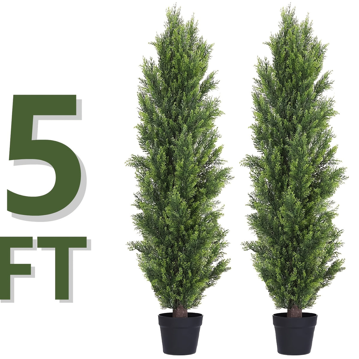 Artificial Pine Tree Set of 2 – Faux Greenery Shaped Christmas Trees for Indoor & Outdoor, Courtyard, Front Door & Holiday Decor